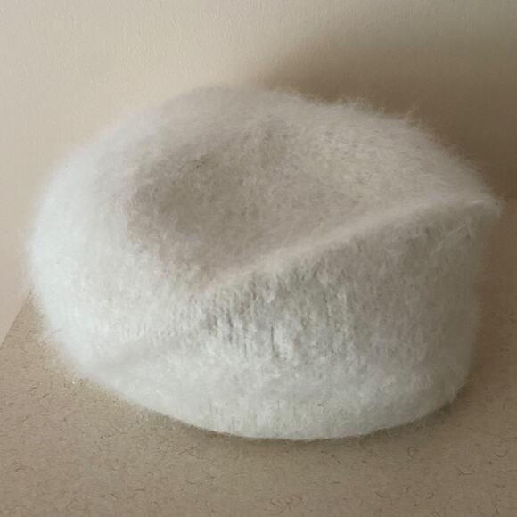 Arlin Newsboy Cap Beret Angora Nylon Blend White Cream One Size - Picture 8 of 11